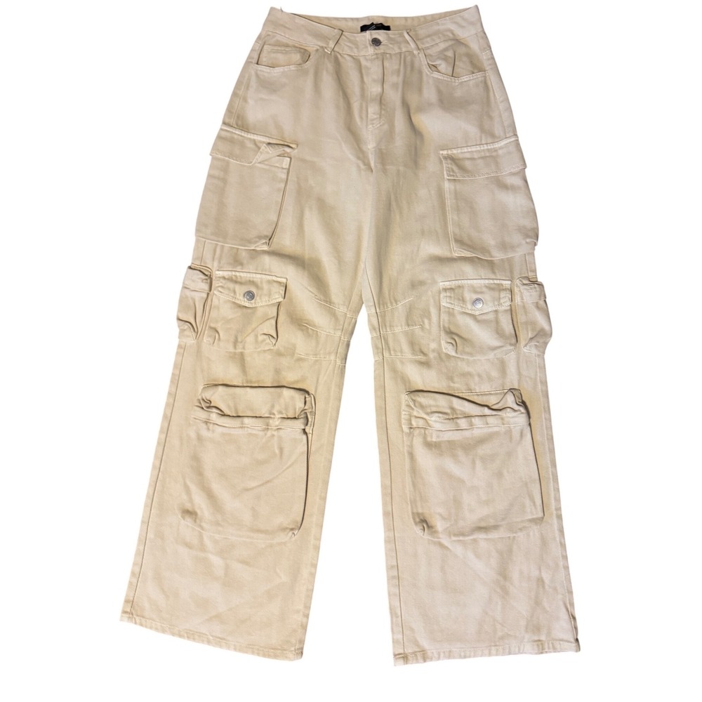 Forever 21 Cargo Baggy Pants Women Beige Cream Jeans Size Large